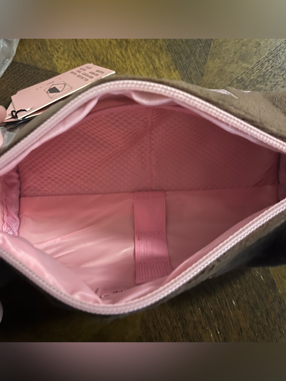 Juicy Couture Brown and Pink Velour Cosmetic Pouch - Picture 4 of 8